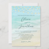 Elegante Script Beach Hochzeit Einladung (Vorderseite)