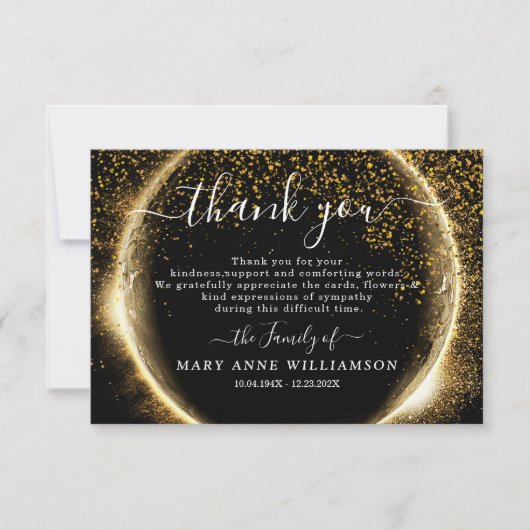 Elegante Script-Beerdigung Dankeschön Karte (Vorderseite)