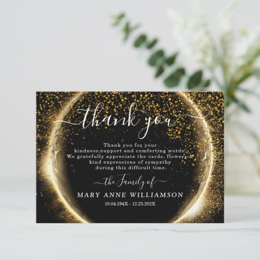 Elegante Script-Beerdigung Dankeschön Karte (Stehend Vorderseite)