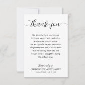 Elegante Script-Beerdigung Dankeskarte (Vorderseite)