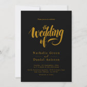 Elegante Script Black and Gold Calligraphy Wedding Einladung (Vorderseite)