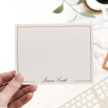 Elegante Script Black and Ivory Monogram Border