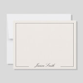 Elegante Script Black and Ivory Monogram Border Mitteilungskarte