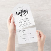 Elegante Script Black and White Calligraphy Weddin All In One Einladung (Abreißen)