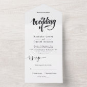 Elegante Script Black and White Calligraphy Weddin All In One Einladung (Innen Boden)