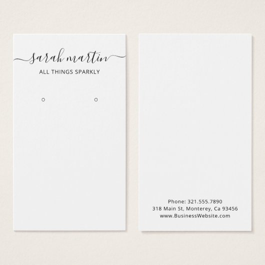 Elegante Script Black and White Earring Holder Car (Vorne & Hinten)