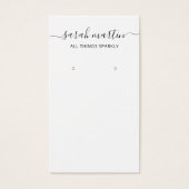 Elegante Script Black and White Earring Holder Car (Vorderseite)