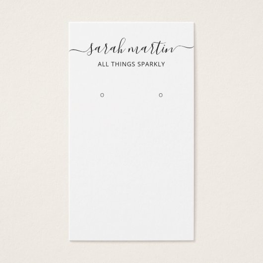 Elegante Script Black and White Earring Holder Car (Vorderseite)