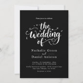 Elegante Script Black and White Modern Chic Weddin Einladung (Vorderseite)