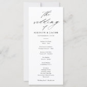 Elegante Script Black and White Wedding Programme (Vorderseite)
