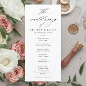 Elegante Script Black and White Wedding Programme
