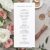 Elegante Script Black and White Wedding Programme