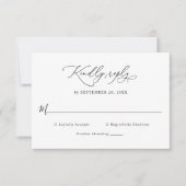 Elegante Script Black and White Wedding Rsvp Card Karte (Vorderseite)