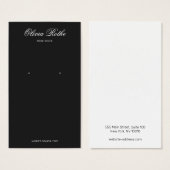 Elegante Script Black Earring Juwelry Display Card (Vorne & Hinten)