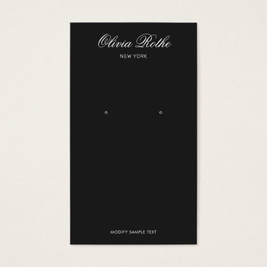 Elegante Script Black Earring Juwelry Display Card (Vorderseite)
