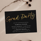 Elegante Script Black Gold Graduation Party Einladung