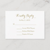 Elegante Script Black Gold White RSVP Karte (Vorderseite)