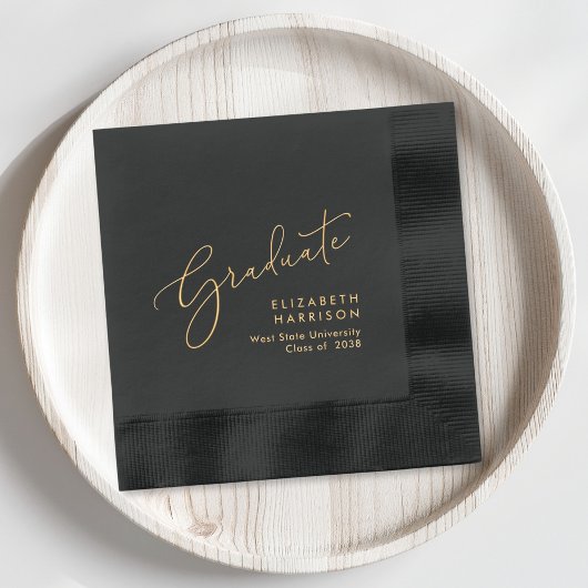 Elegante Script Black Graduation Party Servietten Mit Folie