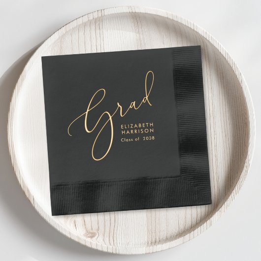 Elegante Script Black Graduation Party Servietten Mit Folie