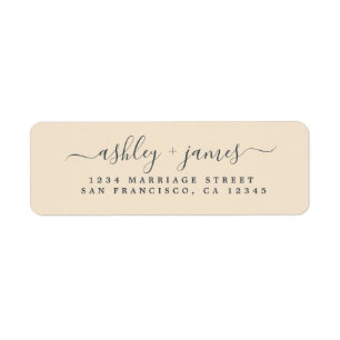 Elegante Script Black Ivory Wedding Rücksendeadres