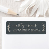 Elegante Script Black Ivory Wedding Rücksendeadres (Insitu)