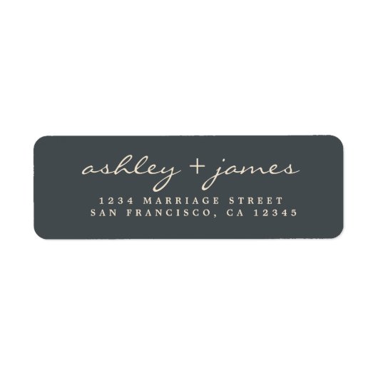Elegante Script Black Ivory Wedding Rücksendeadres (Vorne)