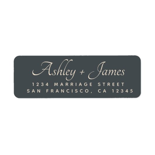 Elegante Script Black Ivory Wedding Rücksendeadres (Vorne)