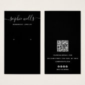Elegante Script Black QR Code Earring Display (Vorne & Hinten)