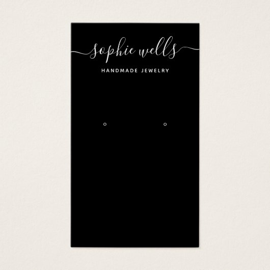 Elegante Script Black QR Code Earring Display (Vorderseite)