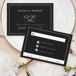 Elegante Script Black Wedding RSVP Card Einladung