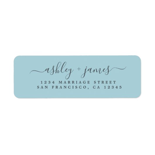 Elegante Script Blue Glow Wedding Rücksendeadresse (Vorne)