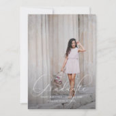Elegante Script Blue Gray Foto Graduation Party Einladung (Vorderseite)