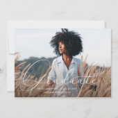 Elegante Script Blue Gray Foto Graduation Party Einladung (Vorderseite)