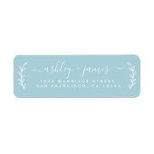 Elegante Script Blue Wedding Rücksendeadresse (Vorne)