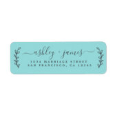 Elegante Script Blue Wedding Rücksendeadresse (Vorne)