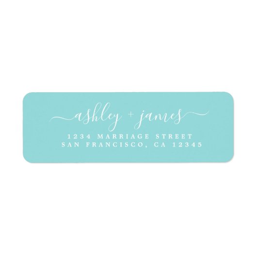 Elegante Script Blue Wedding Rücksendeadresse (Vorne)