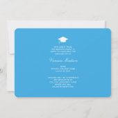 Elegante Script-Blume Blau | Modernes Foto Grad Ankündigung (Rückseite)