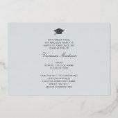 Elegante Script-Blume | Moderne Foto Grad Card Folieneinladung (Rückseite)