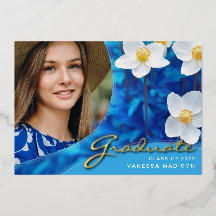Elegante Script-Blume | Moderne Foto Grad Card