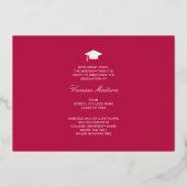 Elegante Script-Blume | Moderne Foto Grad Card Folieneinladung (Rückseite)