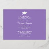 Elegante Script-Blume | Moderne Foto Grad Card Folieneinladung (Rückseite)