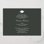 Elegante Script-Blume | Moderne Foto Grad Card Folieneinladung (Rückseite)