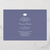 Elegante Script-Blume | Moderne Foto Grad Card Folieneinladung (Rückseite)