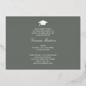 Elegante Script-Blume | Moderne Foto Grad Card Folieneinladung (Rückseite)