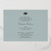 Elegante Script-Blume | Moderne Foto Grad Card Folieneinladung (Rückseite)