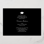 Elegante Script-Blume | Moderne Foto Grad Card Folieneinladung (Rückseite)