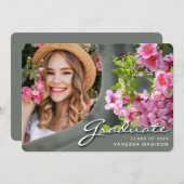 Elegante Script-Blume | Modernes Foto Grad Ankündigung (Vorne/Hinten)