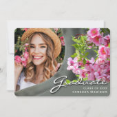 Elegante Script-Blume | Modernes Foto Grad Ankündigung (Vorderseite)