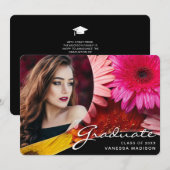 Elegante Script-Blume | Modernes Foto Grad Ankündigung (Vorne/Hinten)