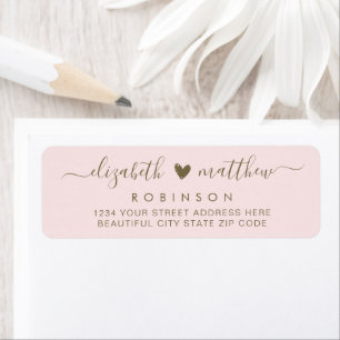 Elegante Script Blush Gold Wedding Rücksendeadress